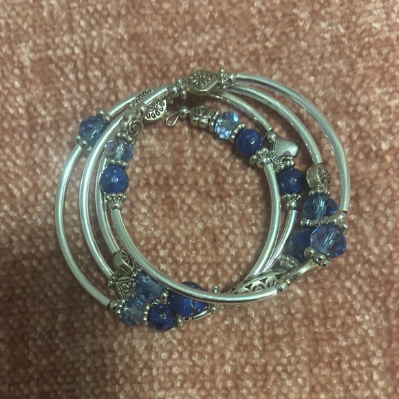 Silver and Blue Beaded Bracelet Set - Picture 1 of 1